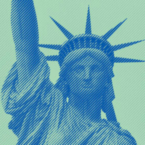 A graphic of the Statue of Liberty.