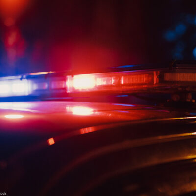 Close-up shot of police car siren lights.