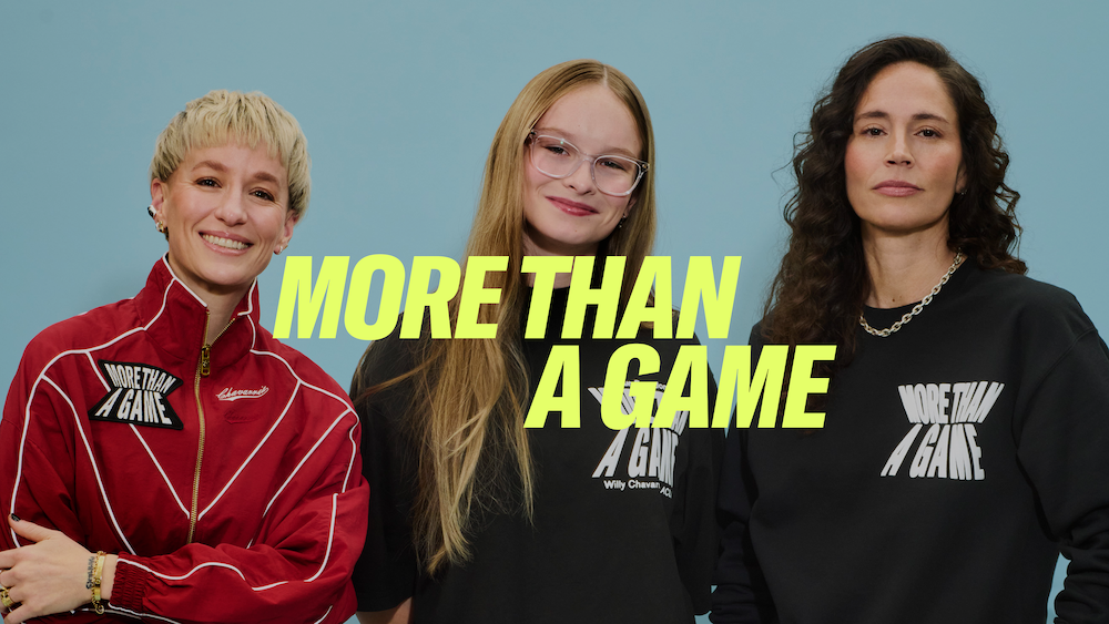 A photo of Megan Rapinoe, Becky Pepper-Jackson, and Sue Bird.